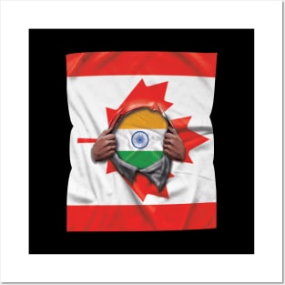 India Flag Canadian Flag Ripped - Gift for Indian From India Posters and Art